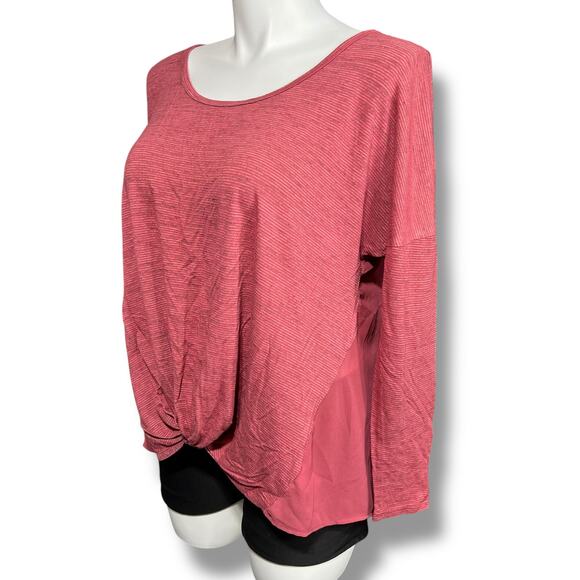 Maurices Womens Shirt Top Twist Hem Sheer Back Long Sleeve Pullover Red XXL - Picture 5 of 10